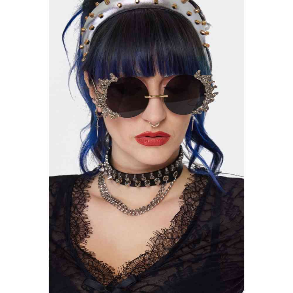 Jawbreaker - Glitter Flame Black Round Zonnebril - Zwart